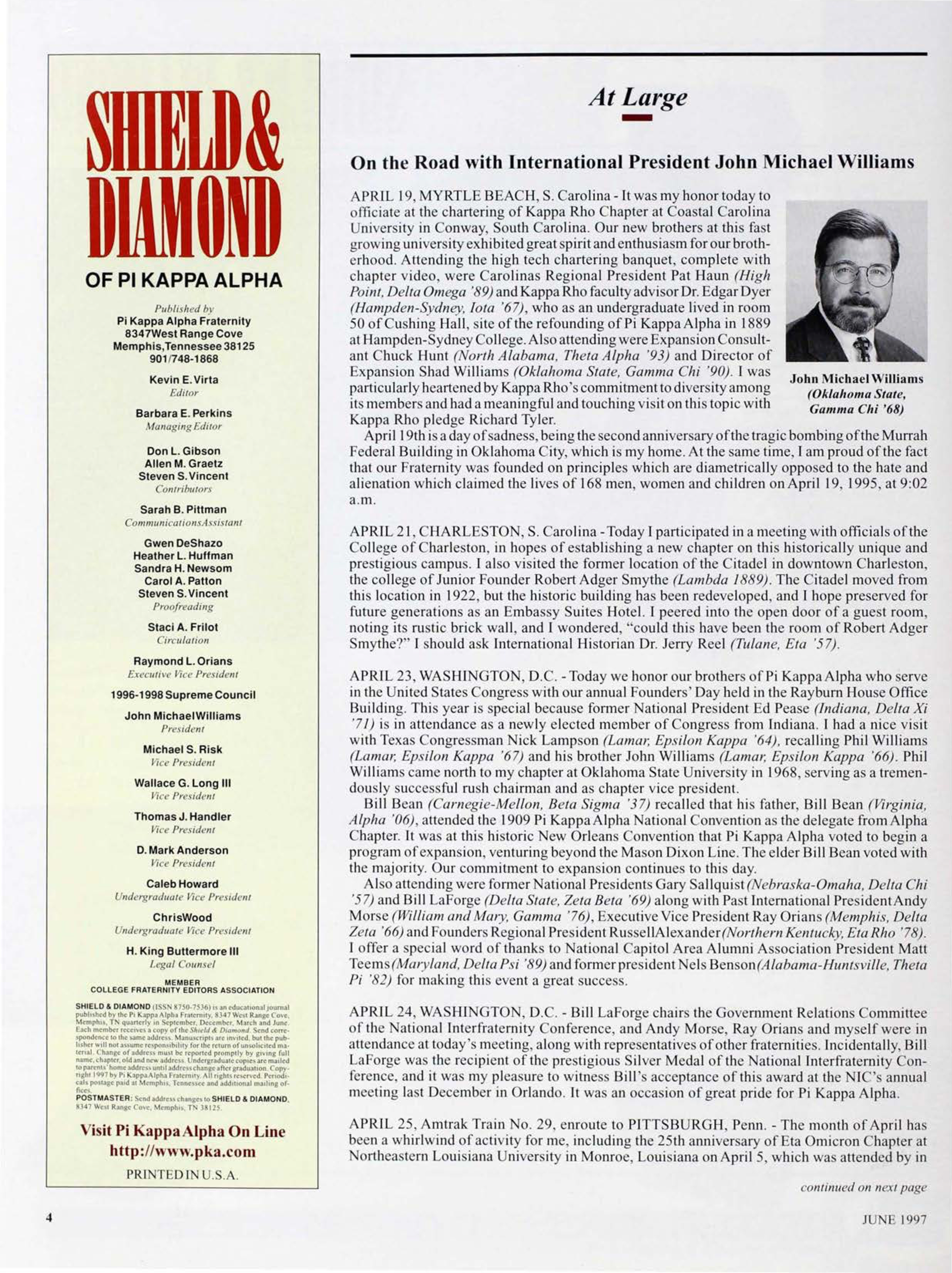 At Large: On the Road With International President John Michael Williams